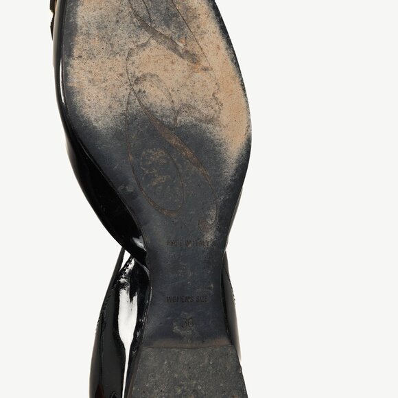 Roger Vivier Chips Black Patent Leather Buckle Scrunch Flats - Picture 6 of 10